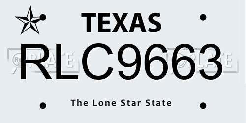 RLC9663 Texas License Plate