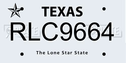 RLC9664 Texas License Plate