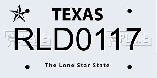 RLD0117 Texas License Plate