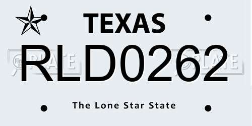 RLD0262 Texas License Plate