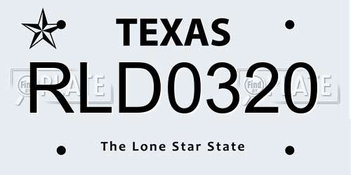 RLD0320 Texas License Plate