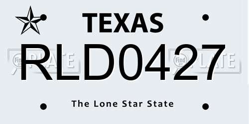 RLD0427 Texas License Plate