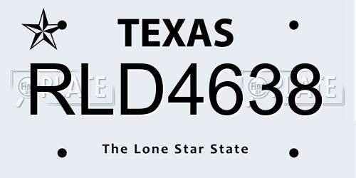 RLD4638 Texas License Plate