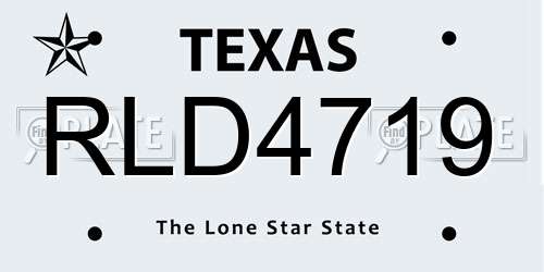 RLD4719 Texas License Plate