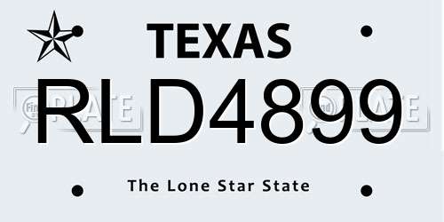RLD4899 Texas License Plate
