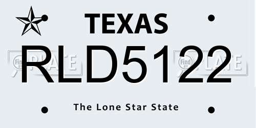 RLD5122 Texas License Plate