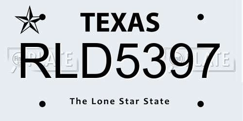 RLD5397 Texas License Plate