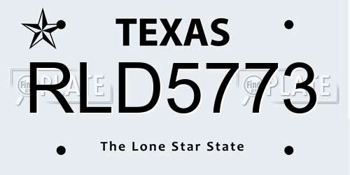 RLD5773 Texas License Plate