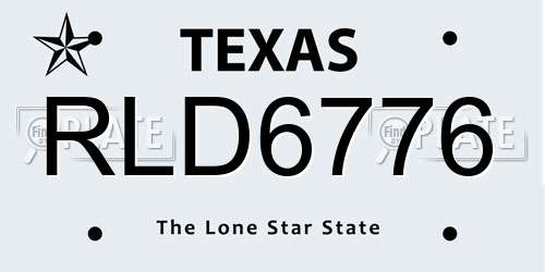 RLD6776 Texas License Plate