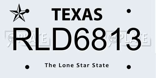 RLD6813 Texas License Plate