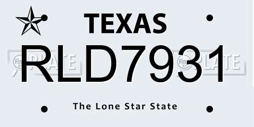 RLD7931 Texas License Plate