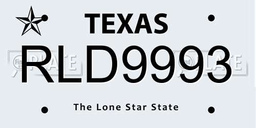 RLD9993 Texas License Plate