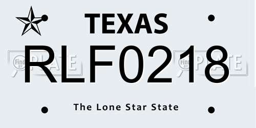 RLF0218 Texas License Plate