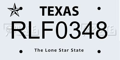 RLF0348 Texas License Plate