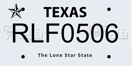 RLF0506 Texas License Plate