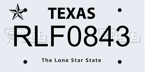 RLF0843 Texas License Plate