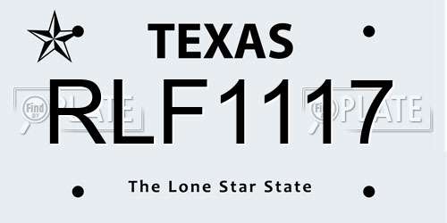 RLF1117 Texas License Plate