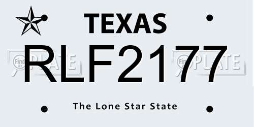 RLF2177 Texas License Plate