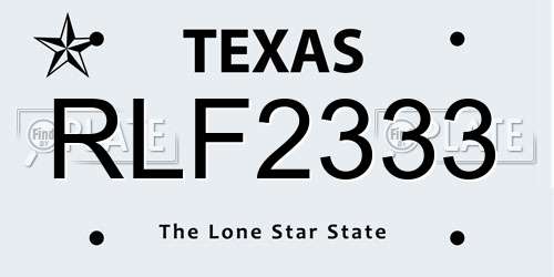 RLF2333 Texas License Plate