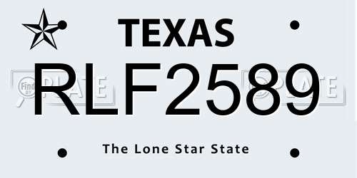 RLF2589 Texas License Plate