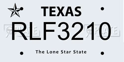 RLF3210 Texas License Plate