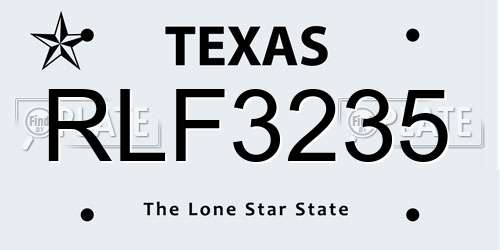 RLF3235 Texas License Plate