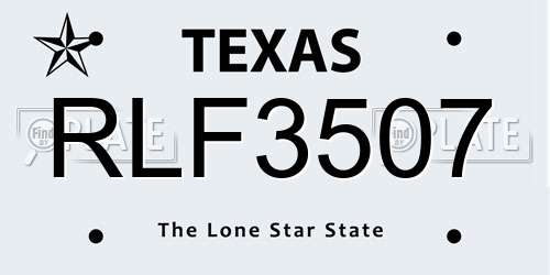 RLF3507 Texas License Plate