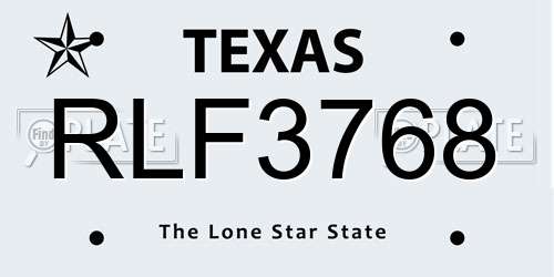 RLF3768 Texas License Plate
