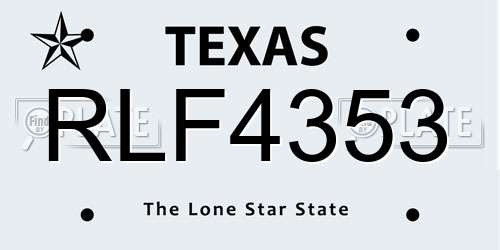 RLF4353 Texas License Plate