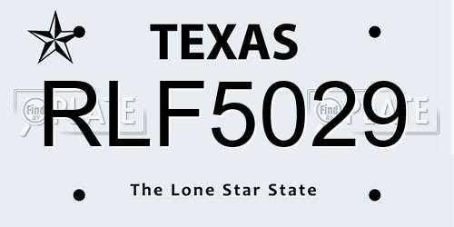 RLF5029 Texas License Plate