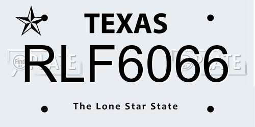 RLF6066 Texas License Plate