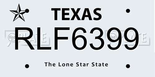 RLF6399 Texas License Plate