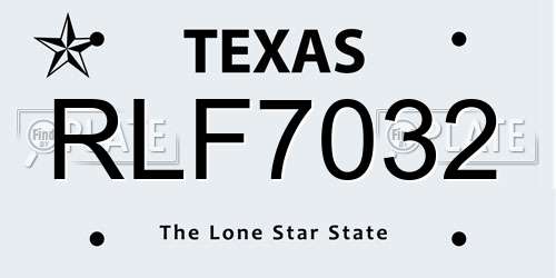 RLF7032 Texas License Plate