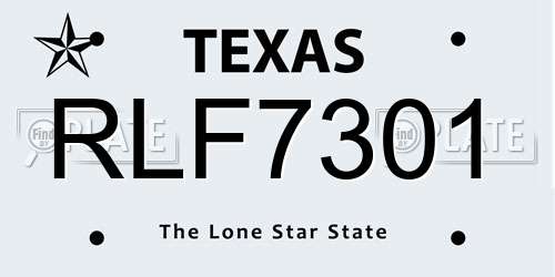 RLF7301 Texas License Plate