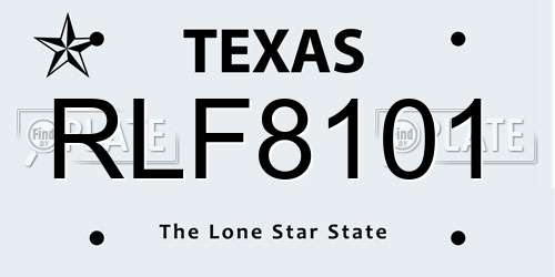 RLF8101 Texas License Plate