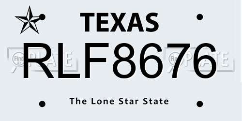 RLF8676 Texas License Plate