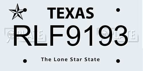 RLF9193 Texas License Plate