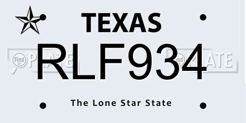 RLF934 Texas License Plate