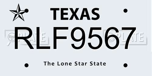 RLF9567 Texas License Plate