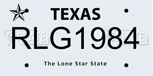 RLG1984 Texas License Plate