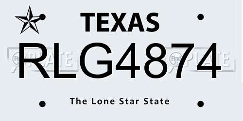RLG4874 Texas License Plate