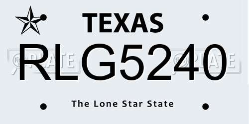 RLG5240 Texas License Plate