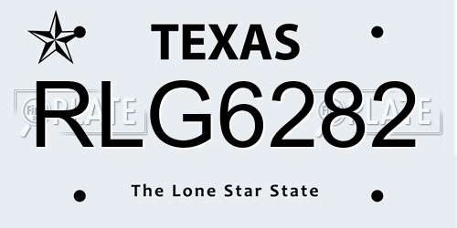RLG6282 Texas License Plate