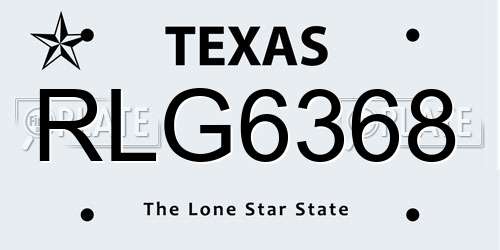 RLG6368 Texas License Plate