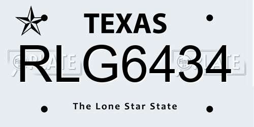 RLG6434 Texas License Plate