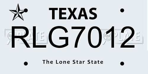 RLG7012 Texas License Plate