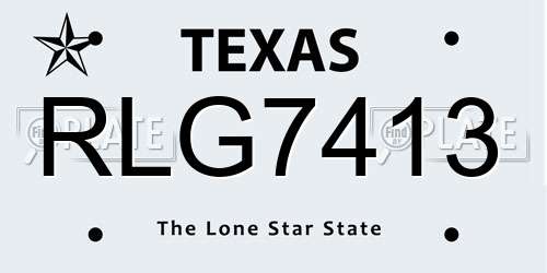 RLG7413 Texas License Plate