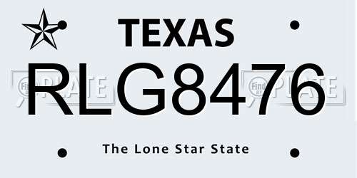 RLG8476 Texas License Plate