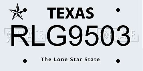 RLG9503 Texas License Plate
