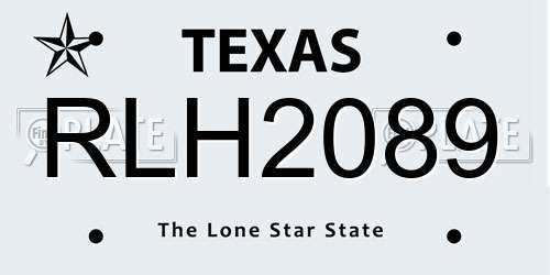 RLH2089 Texas License Plate